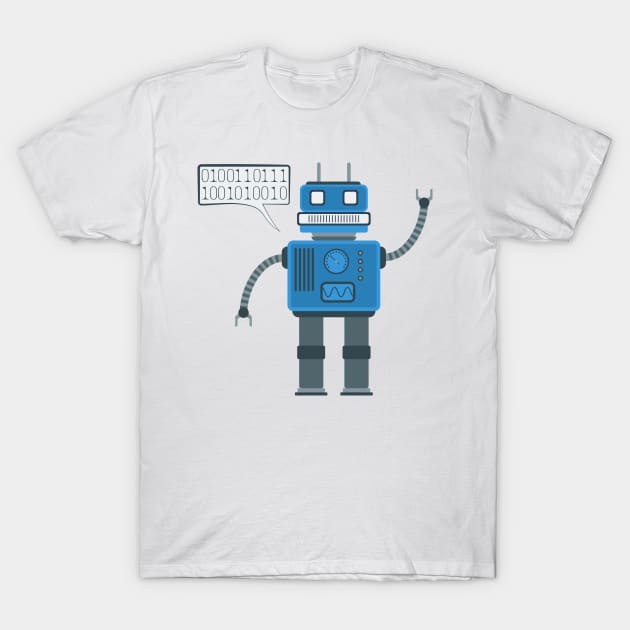 Cartoon robot makes a greeting T-Shirt by lakokakr